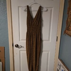 Source Unknown Brown Leopard Print Jumpsuit